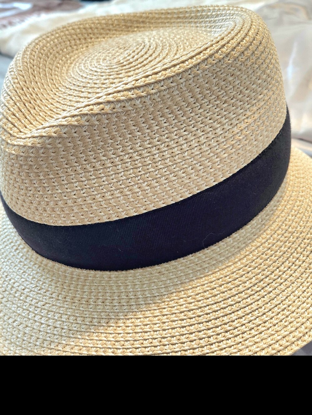 Eric Javits Cream Straw Trilby with Black Band Never Worn - Picture 3 of 7